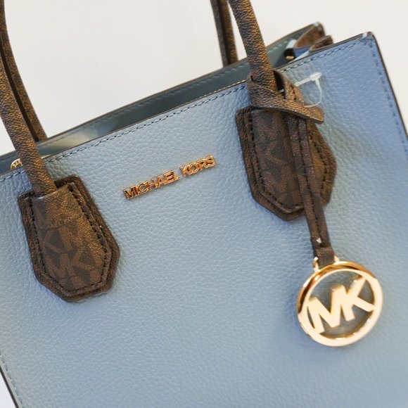 Michael Kors Mercer Medium Messenger Crossbody Bag MK Brown Blue - Picture 6 of 13